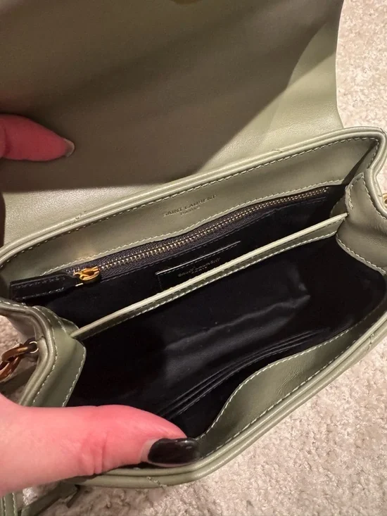 Saint Laurent Small Quilted Crossbody Bag in Sage Green with Gold Hardware - Picture 4 of 7